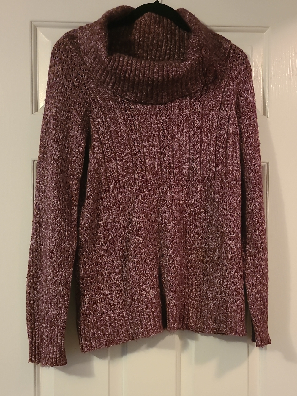 Sonoma Life + Style Marled Mauve Cowl Neck Knit Sweater Women's L